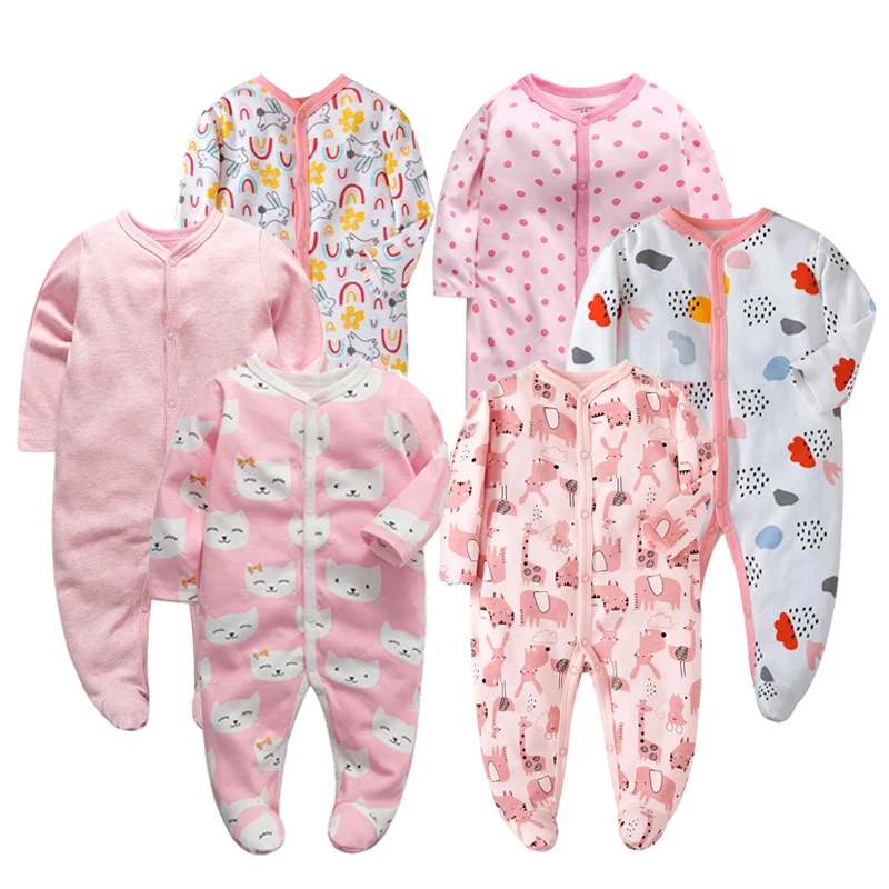 Autumn Newborn Footed Pajamas Girl and Boy Romper Long Sleeve Jumpsuit Cotton 0-12 Months Baby Clothes Romper Outfits Baby Rompe