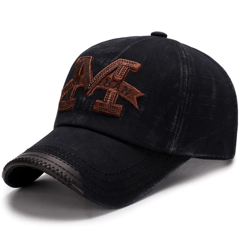 Unisex New Imitation Old Washable 3D Letter Embroidery Cotton Soft Top Baseball Cap