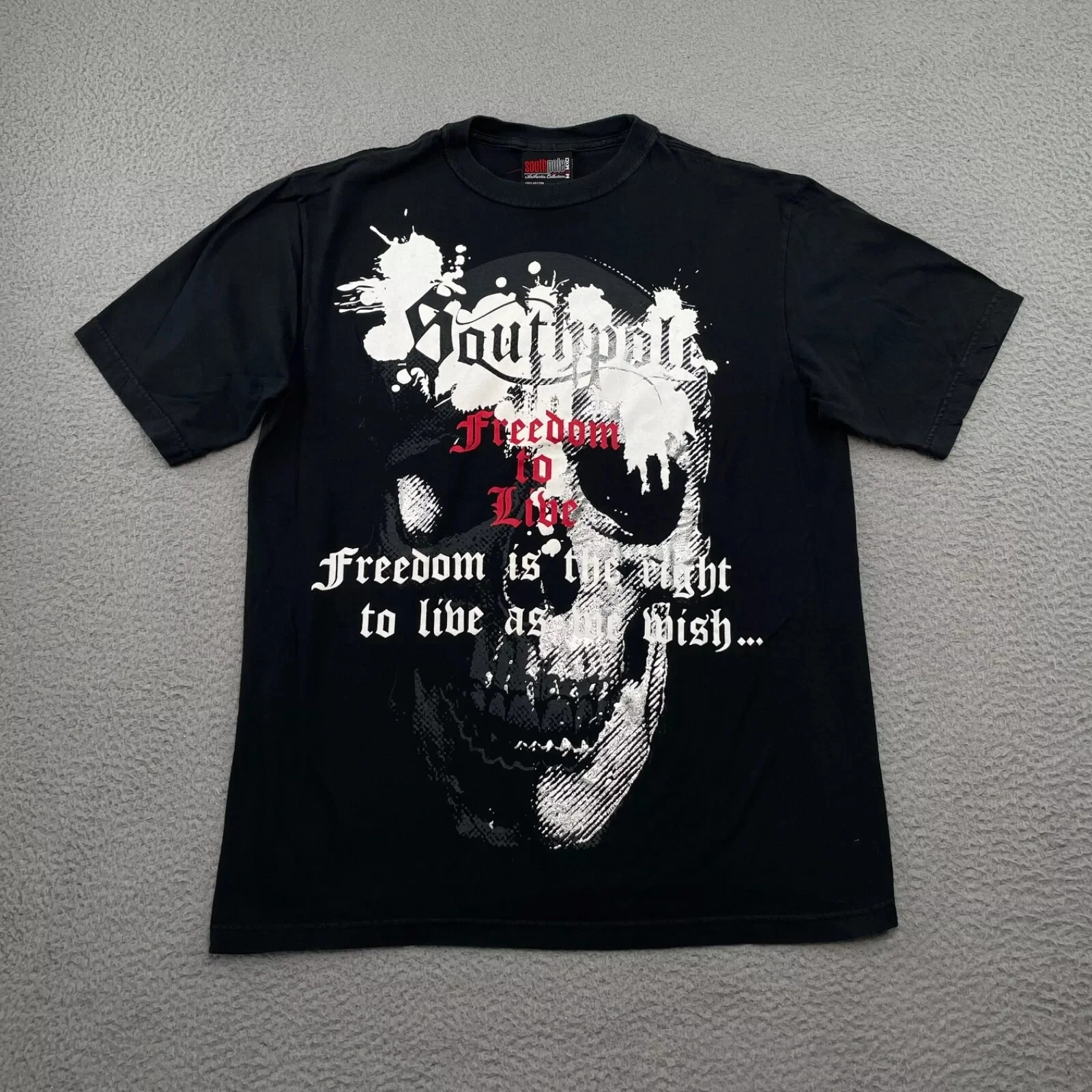 

Y2K Vintage Southpole Freedom to Live Patches Skull T-Shirt Men Gothic Pattern Printed Hip Hop Street FashionT shirt Couple Top