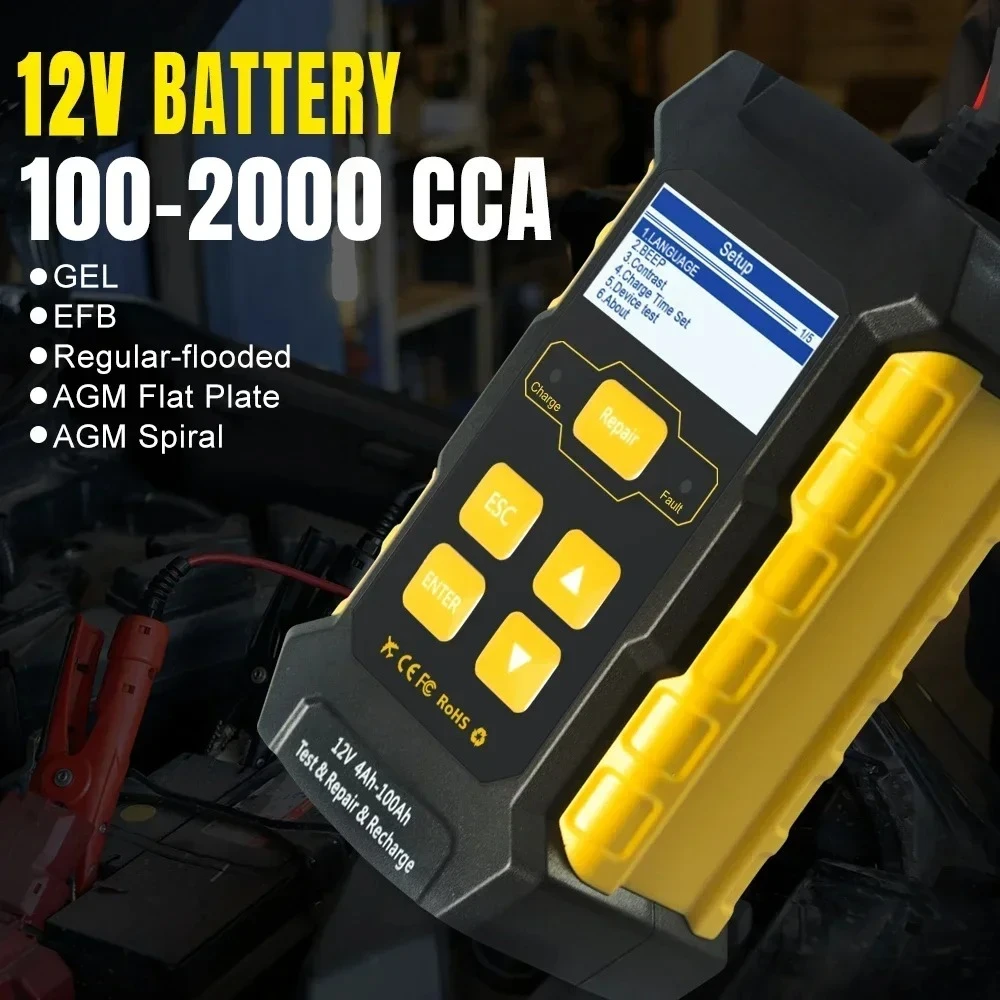 

2026 Useful KONNWEI KW510 Full Automatic 12V Car Battery Tester 3in1 Pulse Repair Battery Chargers Wet Dry AGM Gel Lead Acid
