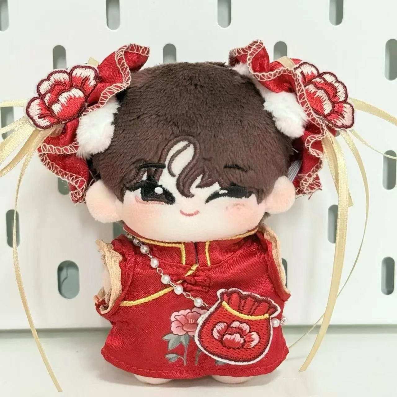 

Plush Doll Clothes Suitable for 10cm Mini Dolls Chinese Red Cheongsam Accessories Design DIY Toy Decoration for Girl Kids