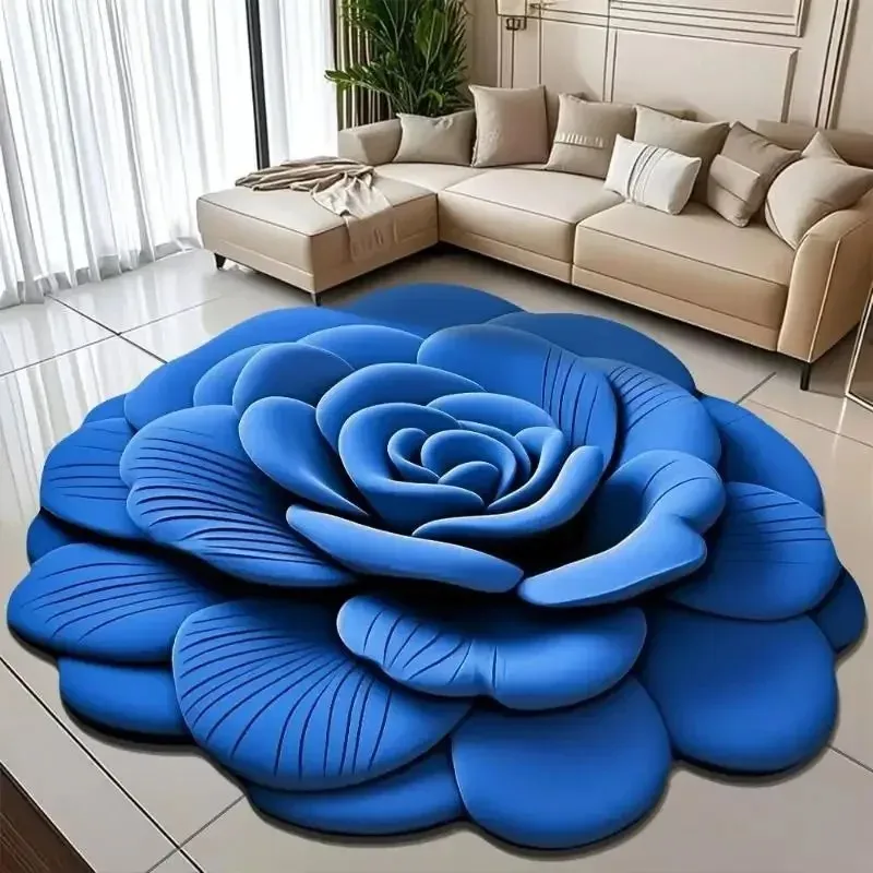 VIKAMA Flower Shaped Rug Non-slip Ins Washable for Living Room Bedroom Decor