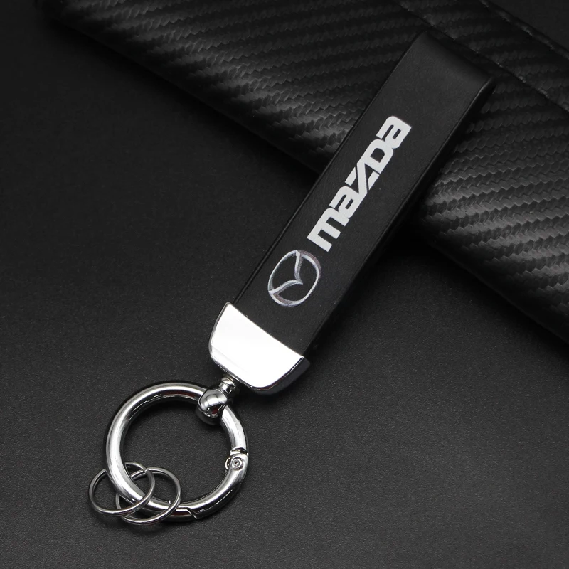 High Grade Suede Leather Car Keychain Key Genuine Leather Car Keychain For Mazda 3 6 CX5 5 2 323 CX7 Demio Atenza Axela MX30