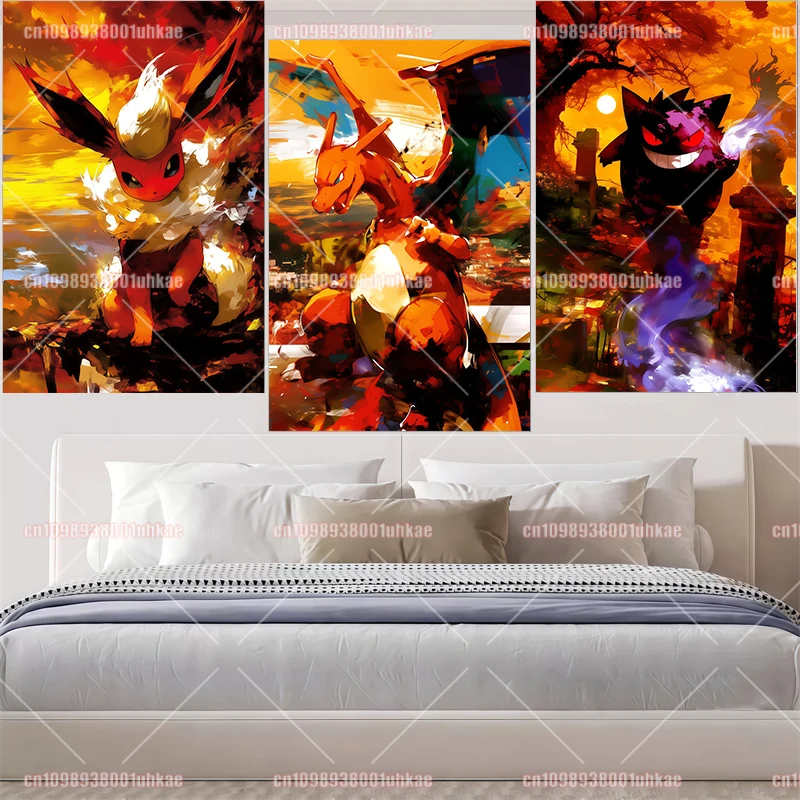 

Anime Pokemon Canvas Painting Gengar Mewtwo Charizard Eevee HD Poster and Comic Style Wall Art Home Decor Oil Painting Gift