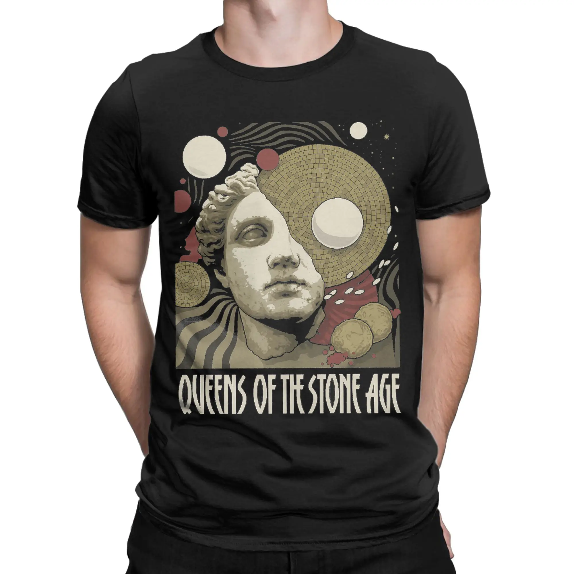 Oversized T Shirt Queens of the Stone Age Music Band Cotton T Shirts American Rock Music Tshirt for Male Short Sleeve Tops