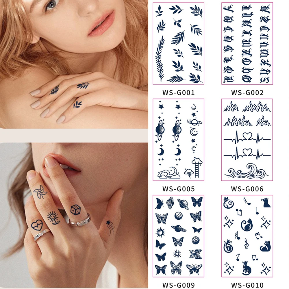 1/10PCS Small Fresh Finger Tattoo Stickers Cute And Exquisite Thumb Stickers Suitable for Clavicle Finger Face Transfer Tattoos