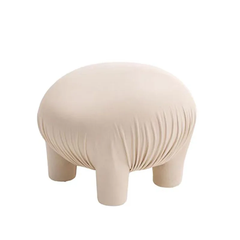 

Solid wood frame microfiber leather orange milk white shoe change stool light luxury Italian living room small
