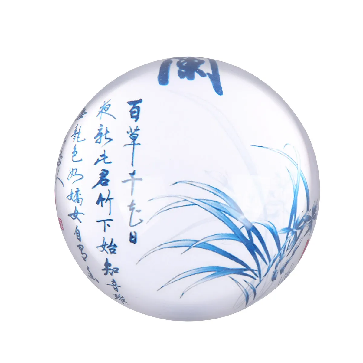80Mm Glass Steel Crystal Hemisphere Paperweight Elegant Study Desk Decoration Heavy Duty for Chinese Calligraphy Drawing
