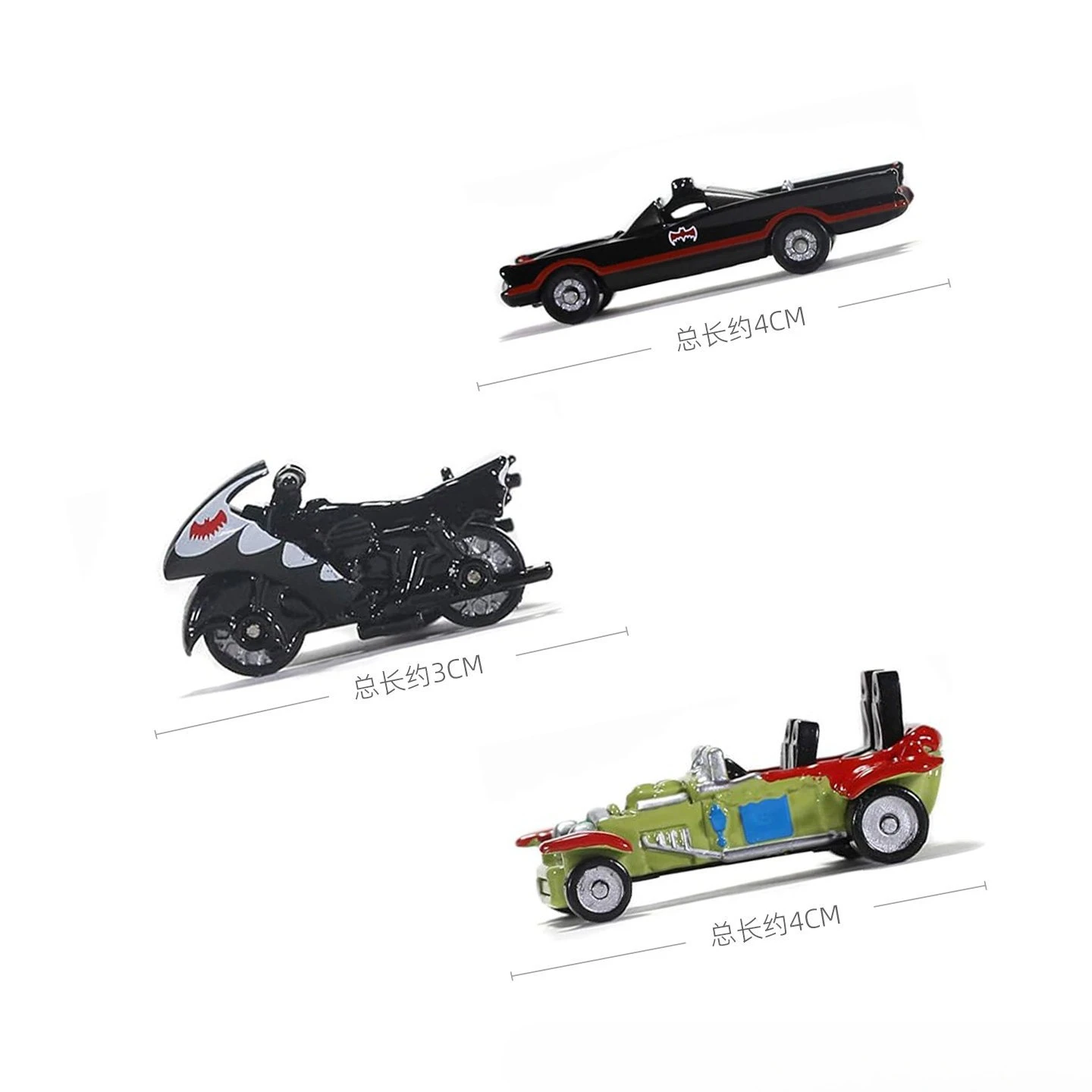 JADA DC Batman Die-Cast Vehicle Set Classic Batmobile Batcycle Alloy Joker Car Collectible Miniature Toys for Fans