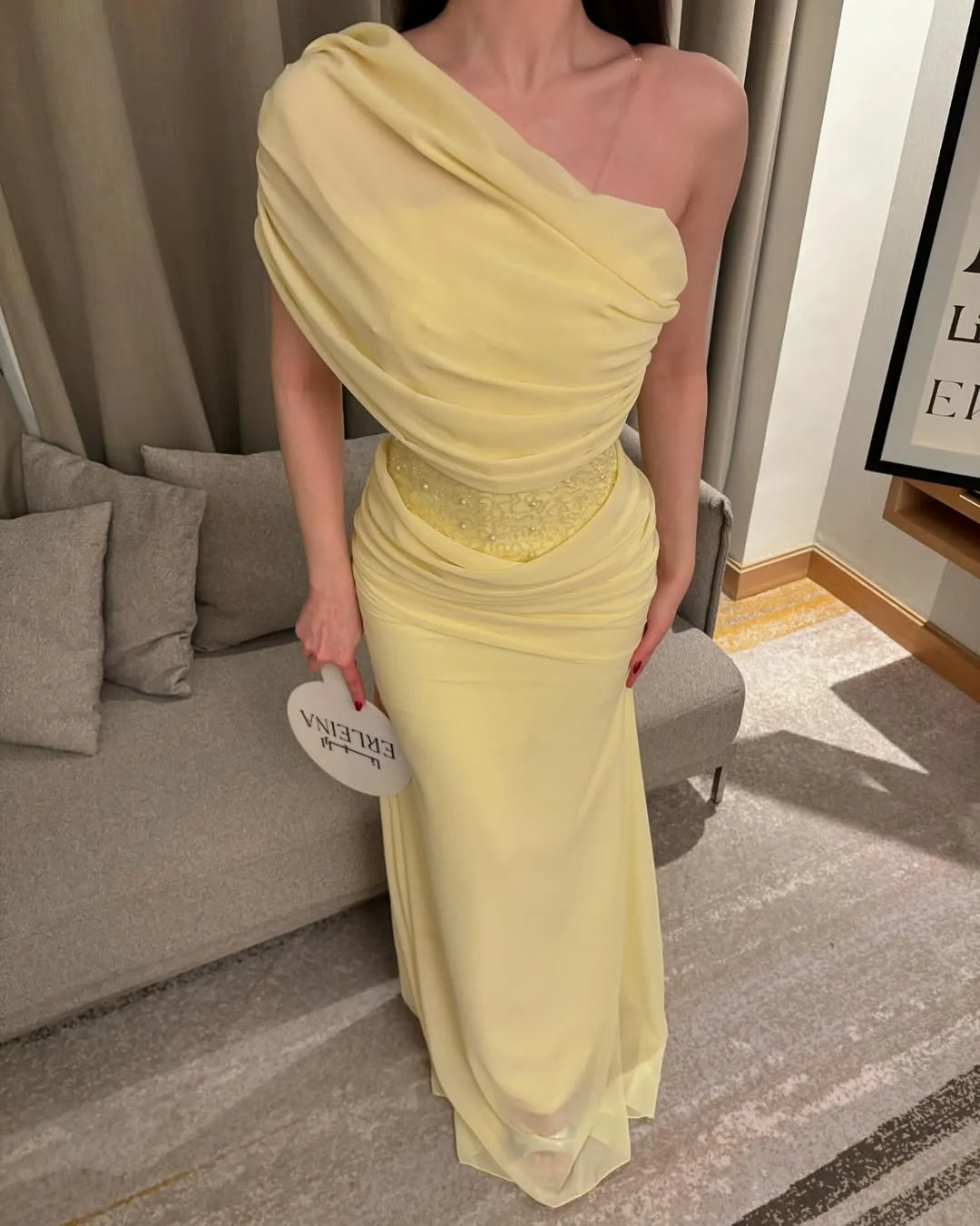 

Evening Luxury Dresses Dubai Vintage Yellow Chiffon Formal Occasion Prom Gowns A-Line vestidos en liquidación envío gratis