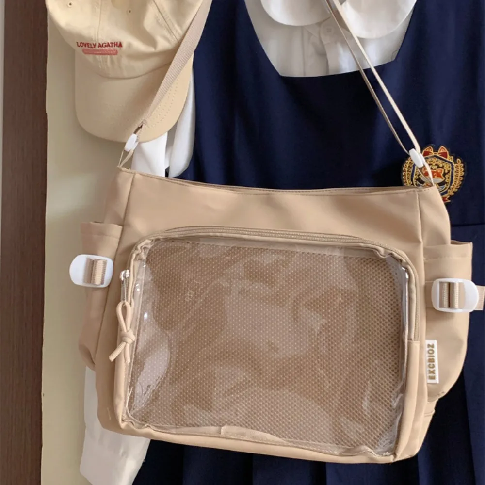

Fashion Japanese Style Transparent Itabag Large Capacity Pvc JK Shoulder Bag Casual Badge Display Canvas Tote Bag Shopping