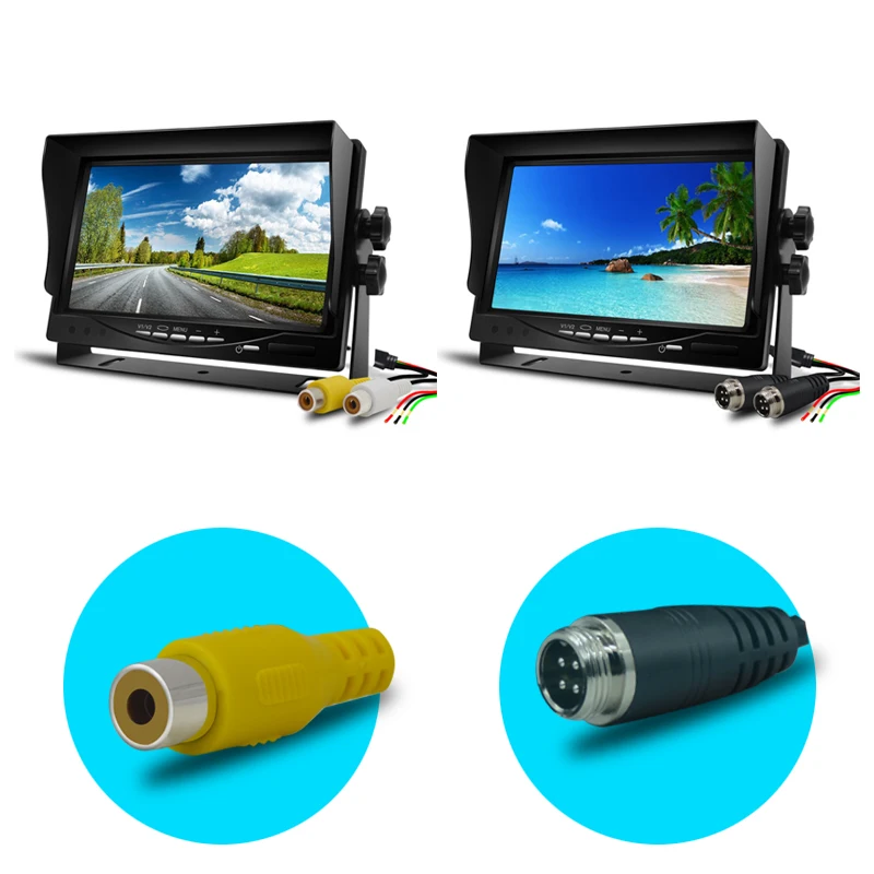 7 Inch Car Monitor TFT LCD Sunshade Display Rear View Screen 12V/24V for Vehicle Backup Camera CCTV Home Security Surveillance