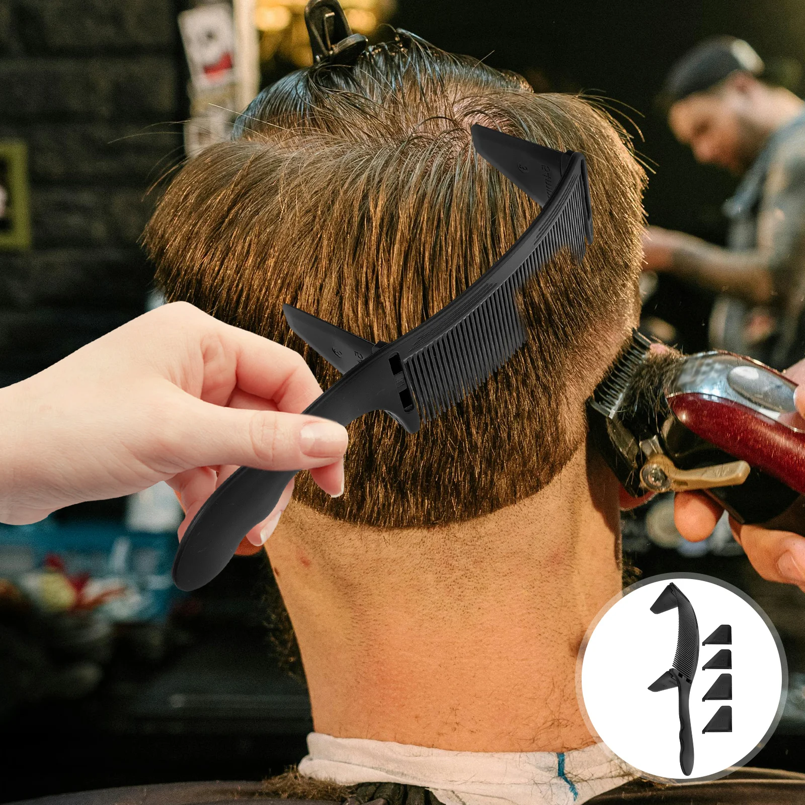 

Curved Hair Combs for Men Adjustable Positioning Haircut Combs Plastic Durable Smooth Precision Styling Grooming Kit