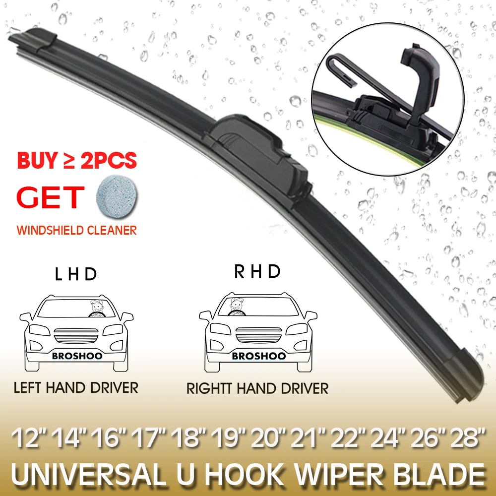 Car Windshield Wiper blades U type Universal Soft Rubber Frameless Bracketless car wipers 12\