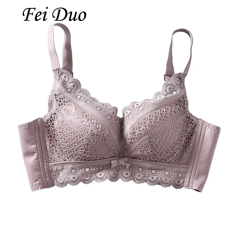 Silkworm Silk Lace Sexy Bra Comfortable Without Steel Rings Gathered in Underwear Molded Cup Solid Color Elegant and Comfortable