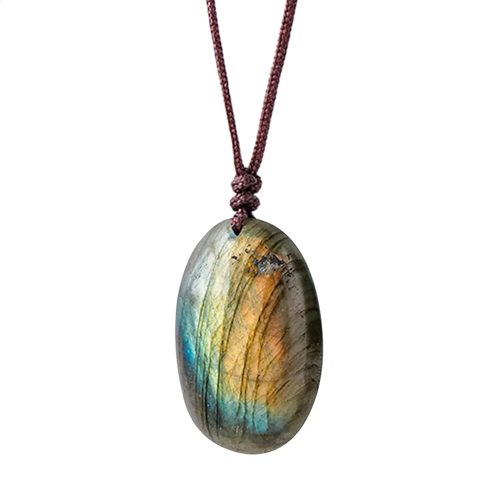 Natural Blue Labradorite Healing Crystal Pendant Necklace Gemstone Jewelry For Spiritual Balance Meditation