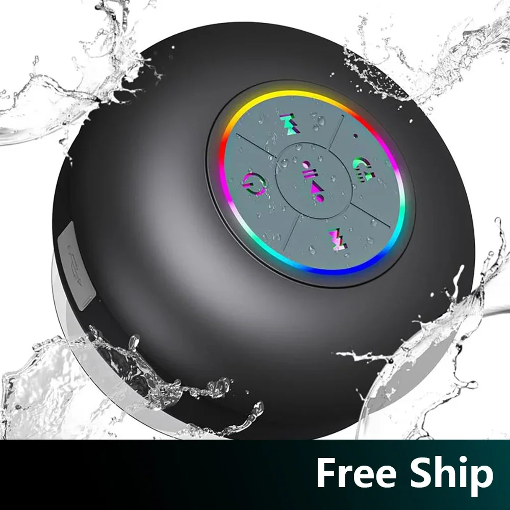 Poolside & Beyond! IPX6 Waterproof Speaker with Dazzling LEDs + Hands-Free Calling – USB Rechargeable, Portable Every Adventure!