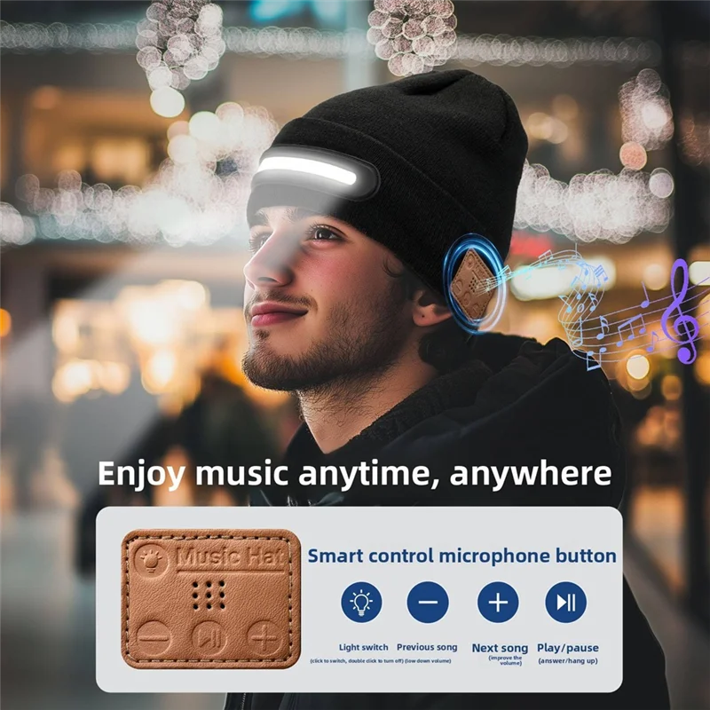 【FEEL THE DIFFERENCE 】USB Luminous Hat LED Beanie Torch Hat , Outdoor Running Cycling LED Lighting Beanie,Light-Up Knitted Hat