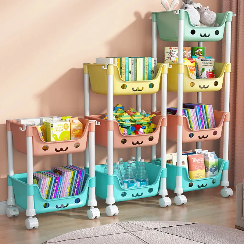 Toy Storage Rack Trolley Bookshelf Children Snack Holder Closet Organizer Bedroom Bathroom Kitchen Accessories Home Organizer