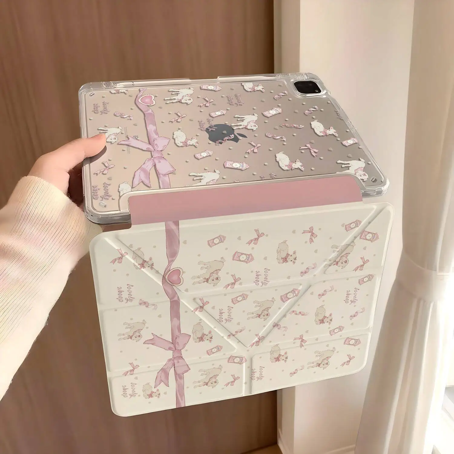 Korean Pink Cute Lamb Sheep Y2K Tablet Case For iPad Pro 13in 11th M5 M4 12.9in A16 7/8/9/10th Air4/5/6/7 11in M2 M3 Mini Cover