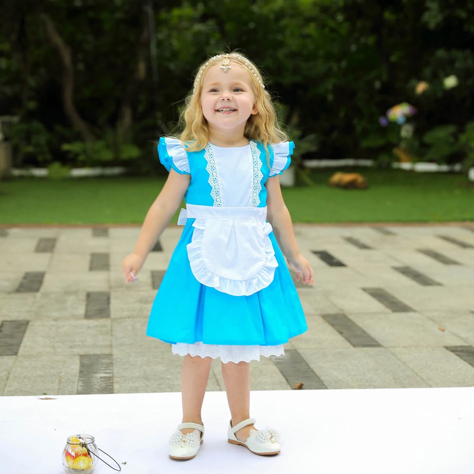 Girl Alice in Wonderland Costume Baby Girls Carnival Princess Cosplay Dress Girl Children Halloween Birthday Party Cloth 12M 6Y