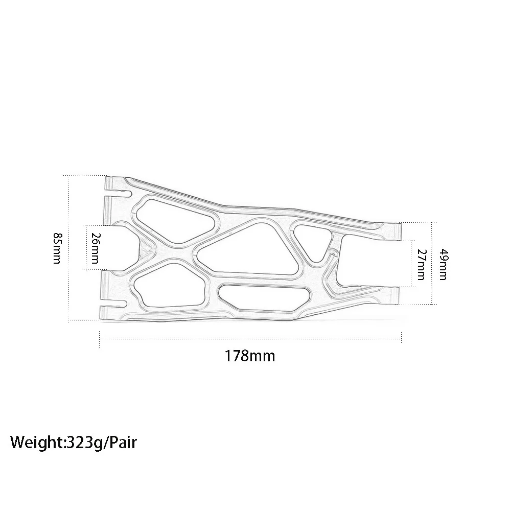 1:5 Front / Rear Aluminium Lower Suspension Arm #7730 #7731 Voor Rc Auto Traxxas Xmaxx X-Maxx 6S 77076-4 8S 77086-4