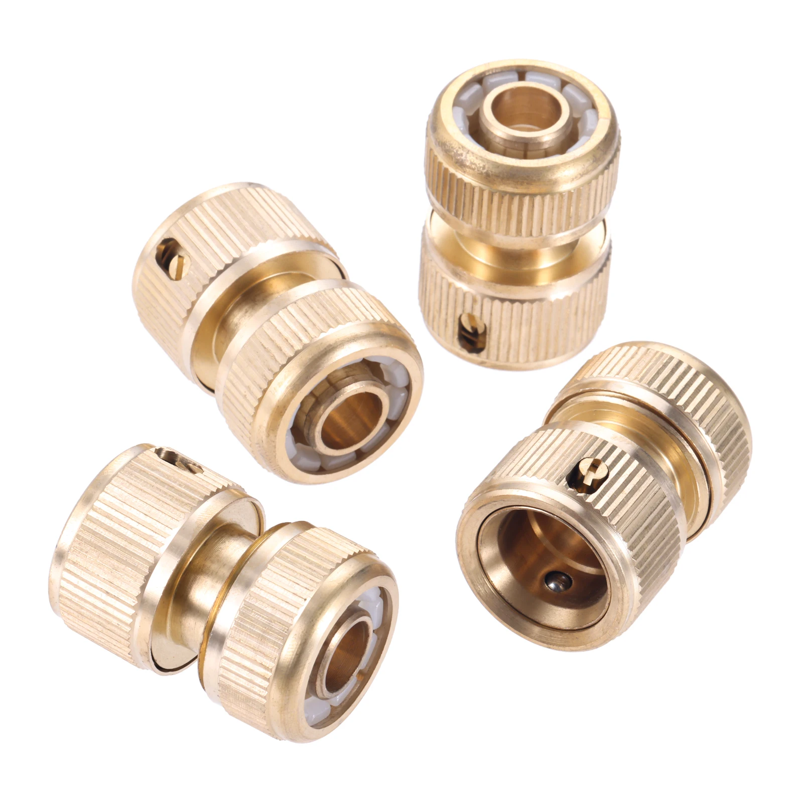 4pcs Brass Hose Quick Coupling Connector 1/2 Inch Expandable Faucet Connection Adapter Water Pipe Garden Watering Lawn Sprinkler
