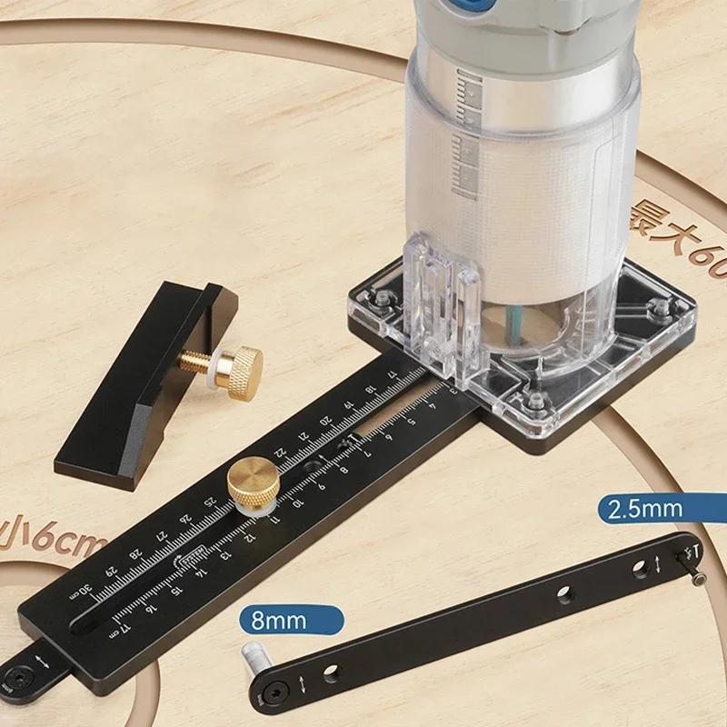 

Woodworking Circle Cutting Jig, Slotting Base W/ Fence for Electric Trimming Machine Wood Router Milling Bakelite Slotting Guide