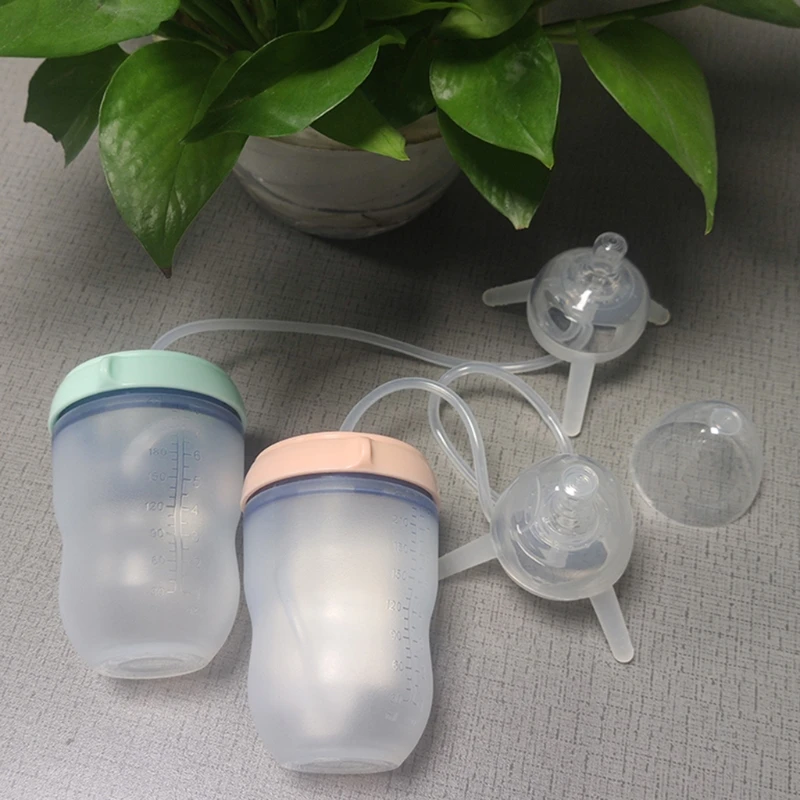 Handless Newborn Milk Bottle Self-Feeding Baby Bottle with Long Straw Tube Cup Drop Shipping