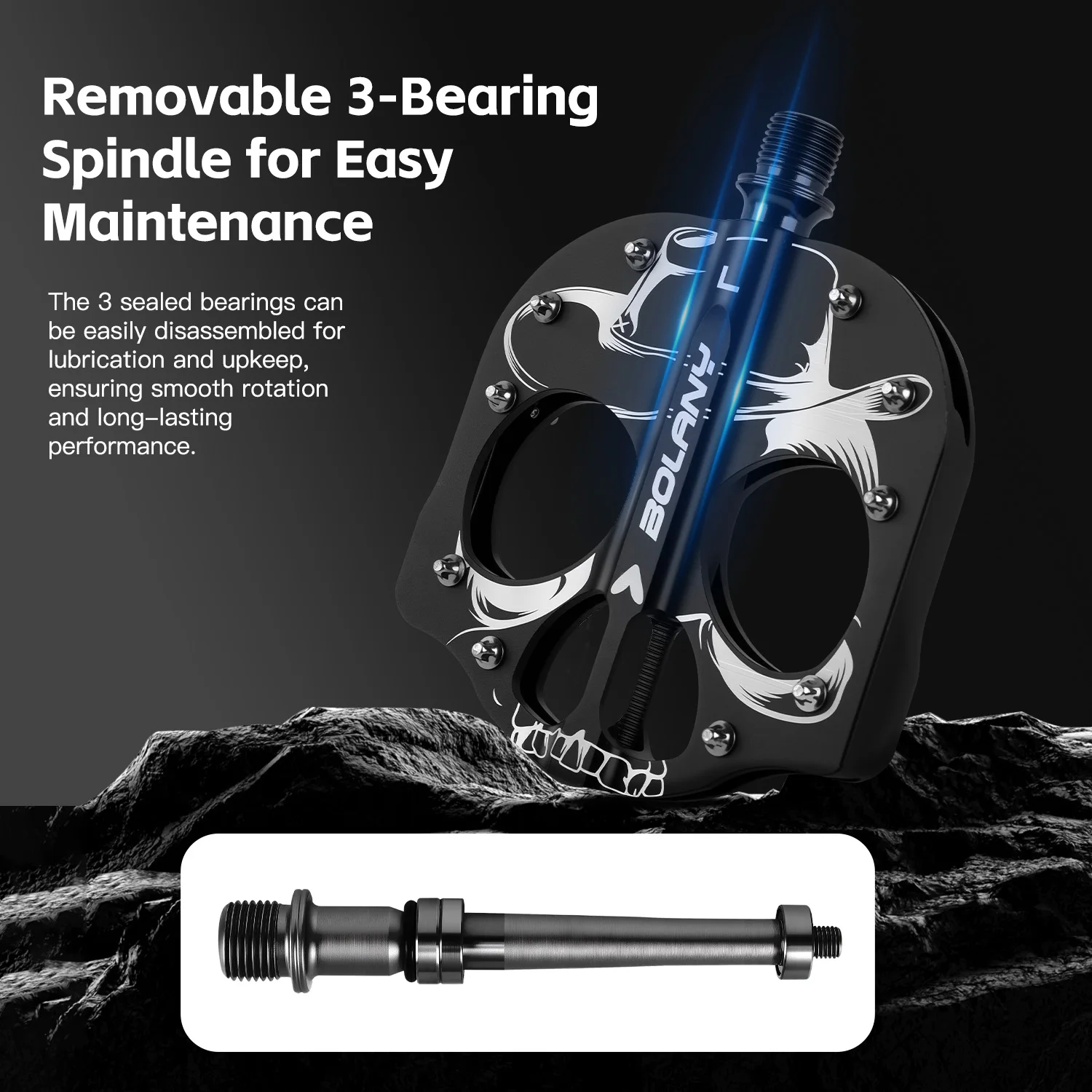 BOLANY Mountain Bike Skull Head Pedals Aluminum Alloy 3 Sealed Bearings 20 Anti-slip Studs Lightweighting for MTB/Road Bikes