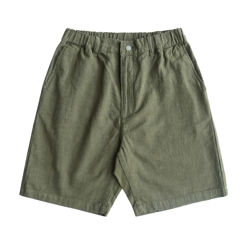 SAUCE ZHAN Men's Ramie Casual Shorts Summer Breathable Shorts Loose Fit
