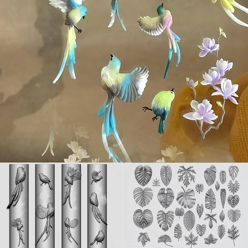DIY Transparent Carving Template For Manicures Decoration Silicone Nail Art Mold Ribbon Bow Ballet Shoes Leaf Bird Design Tool
