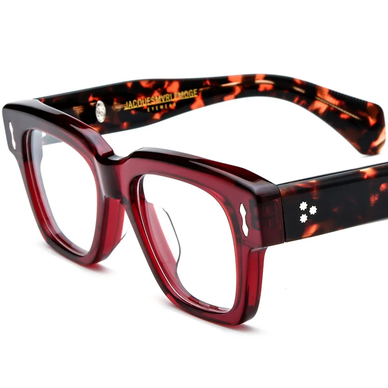 

High quality retro square myopia glasses frame for commuting fashion wine red thick frame literary and leisure optical glasses