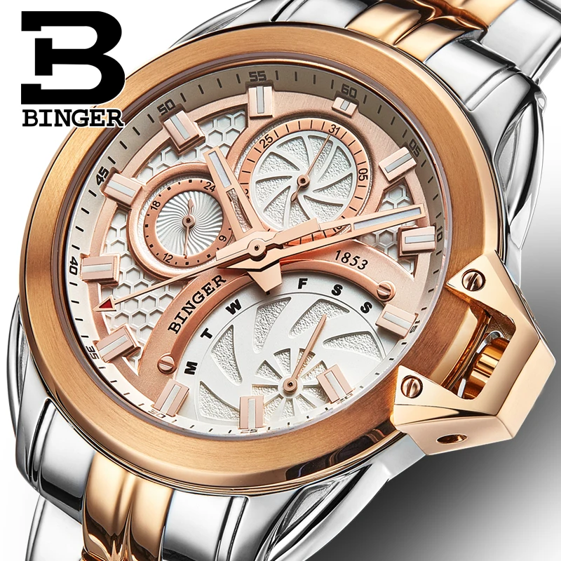 

Binger For Mens Wristwatch Sport Quartz Chronograph 3d Dial Luminous Calendar Waterproof Watch Male Multifunction Relogio Mascul