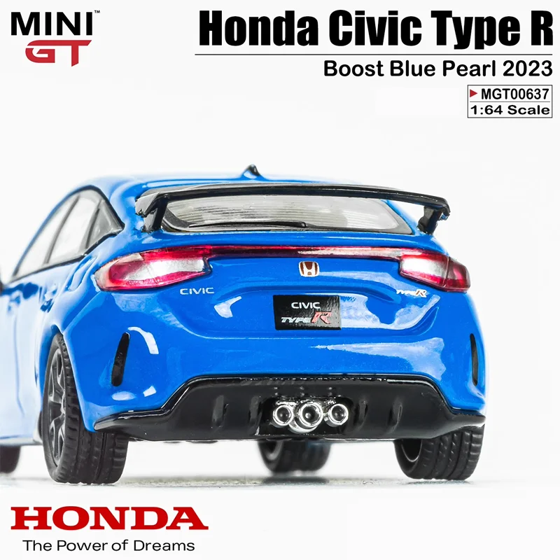 Minigt Schaal 1/64 Honda Civic Type R Boost Blauwe Parel 2023 Legering Speelgoed Motorvoertuig Diecast Metalen Model Geschenken