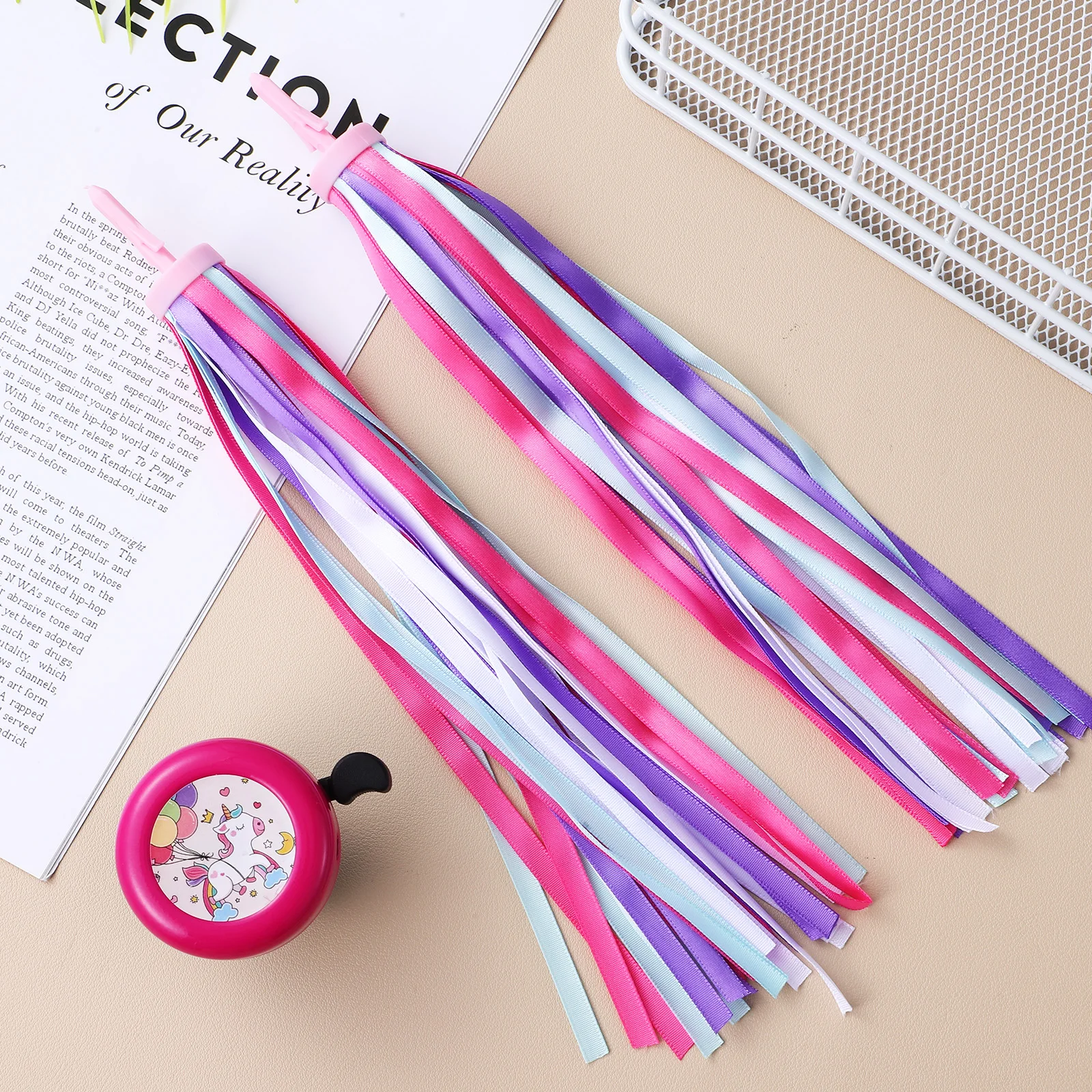 

1Set Bicycle Bell Unicorn Loud Clear Sound Bike Bell with Bright Ribbons Bike Accessory for Road Cycling and Scooters