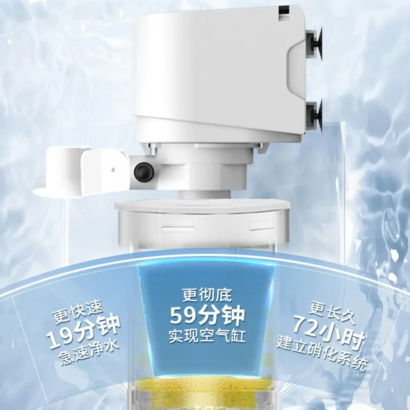 3-in-1 Built-in Submersible Aquarium Filter Pump, Water Circulation Filtration Equipment with Air Aerator for Aquarium Fish Tank