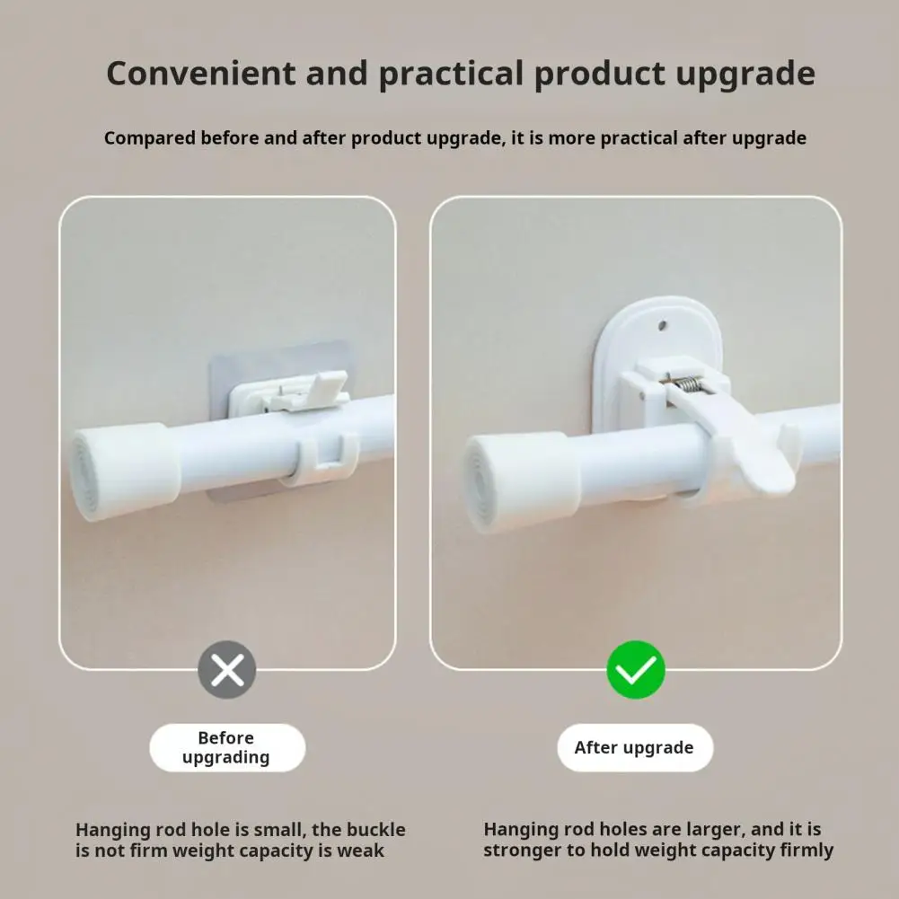 Telescopic Curtain Rod Hanger Self-adhesive Curtain Rod Hook with Screw Holes for Bedroom Room Anti-slip Rod Bracket for Easy