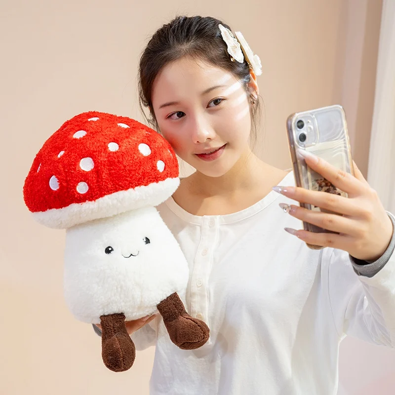 30cm bonito simulado cogumelo brinquedo de pelúcia recheado macio realista planta kawaii cogumelo boneca brinquedos travesseiro para crianças meninas presente