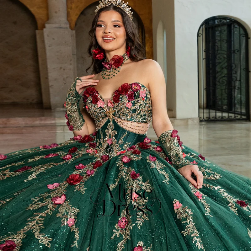 emerald green princess dress Emerald Green Princess Quinceanera Dresses Layered Prom Ball Gowns Sweet 15  16