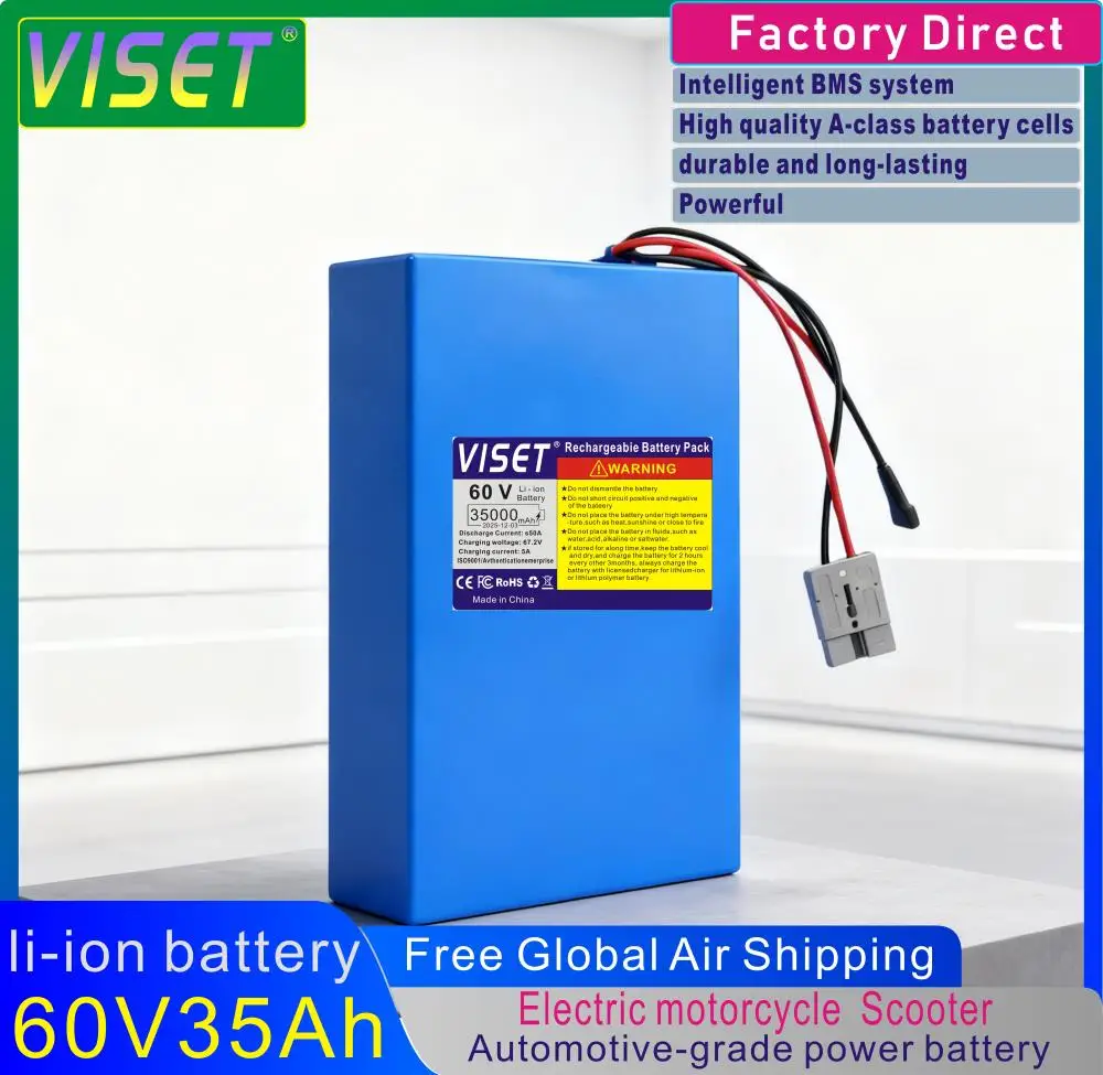 

18650 New EScooter Ebike Battery Pack 60V 35Ah BMS High-Power Lithium Battery250W-3000W Motorcycle/Trikes/Bicycle 67.2V charger