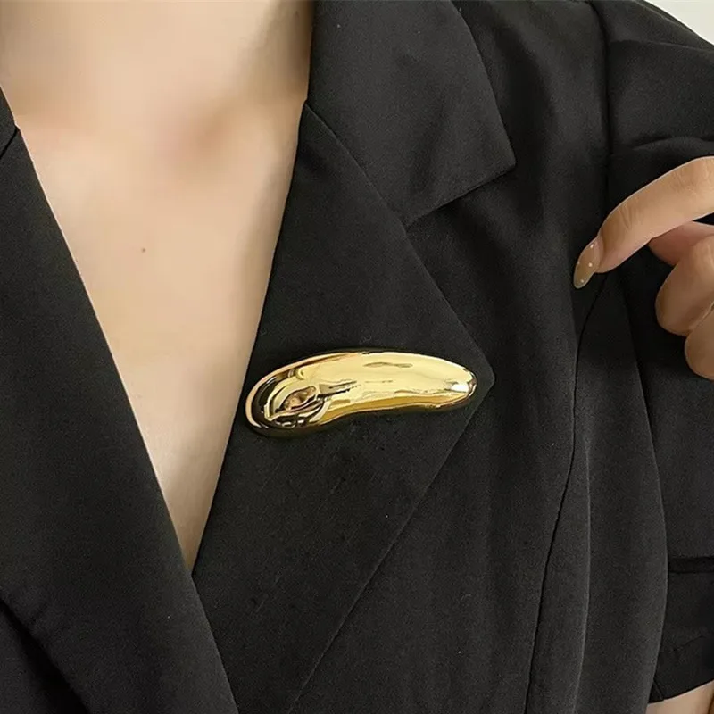 

Metal Geometric Glossy Broochs for Women Girls Simple Trendy Suit Corsage Pins Accessory Exquisite Fashion Jewelry