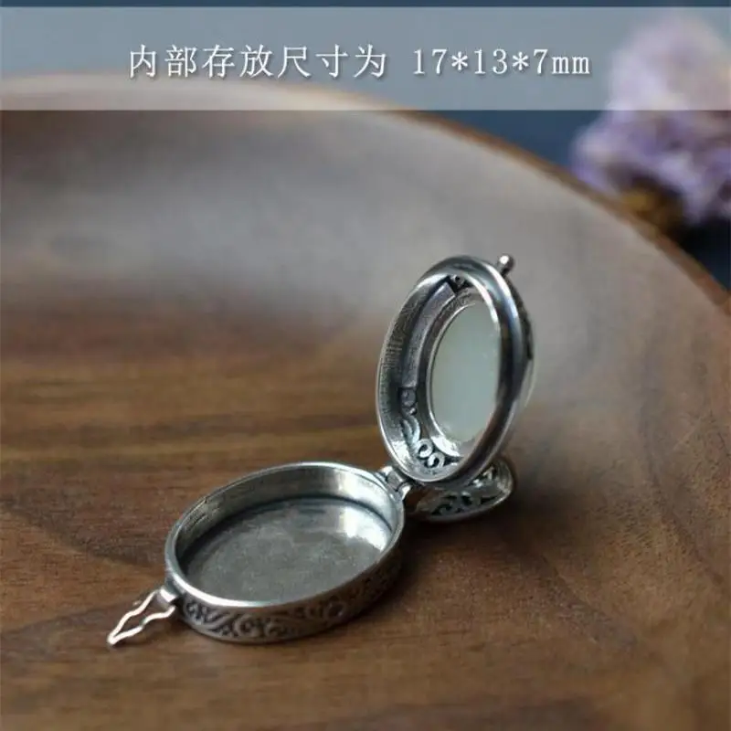 من المألوف قابلة للفتح رائعة الأبيض اليشم Gawu صندوق قلادة النحاس مرآة صندوق الكيس قلادة المرأة مجوهرات عادية الفتيات هدية