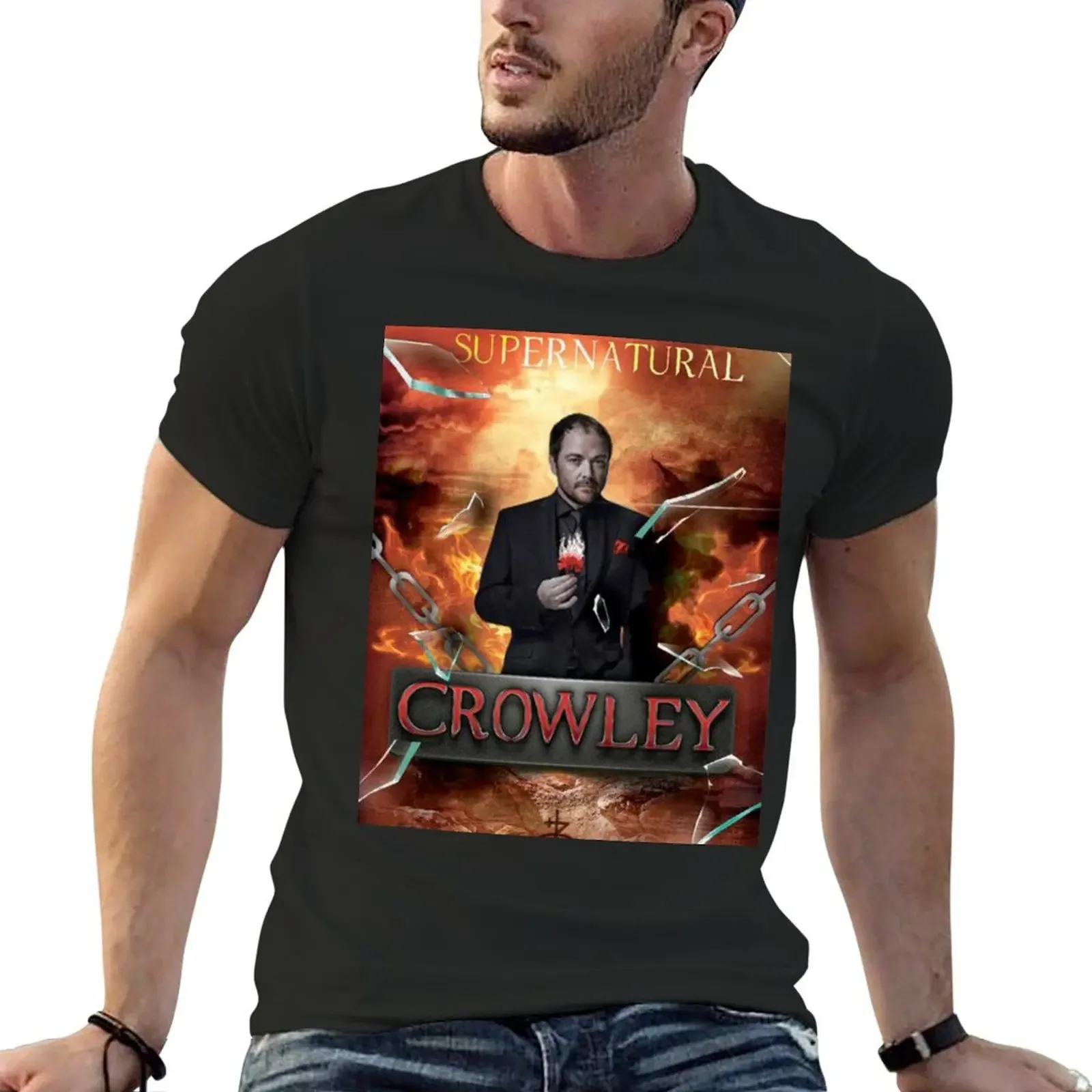 

King of Hell Crowley Artwork T-Shirt gifts for boyfriend affliction shirts man clothes big and tall t shirts for men