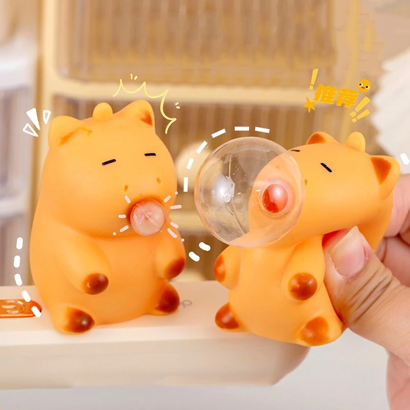 

Funny Blow Bubble Capybara Figurine Squeeze Pop Out Toy Stress Toy Novelty Gag Table Toy Decompression Pinch Fidget Toy Kid Gift