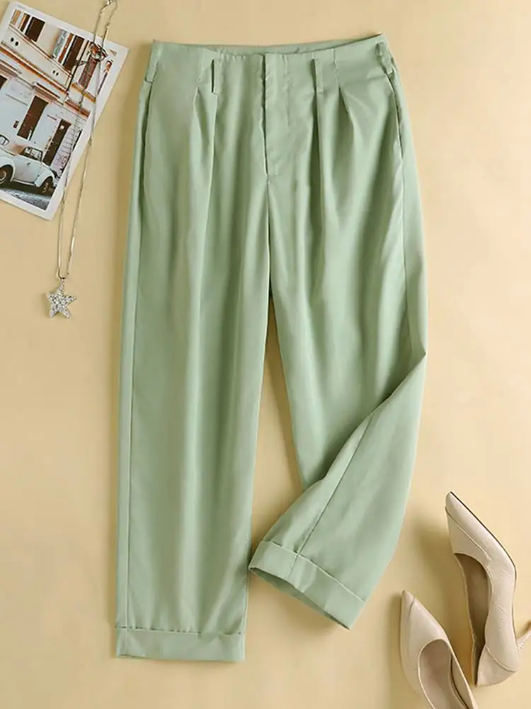 ZANZEA-pantalones cortos elegantes para mujer, pantalón informal de harén liso, ropa de calle para viaje, moda coreana, primavera y otoño, 2024