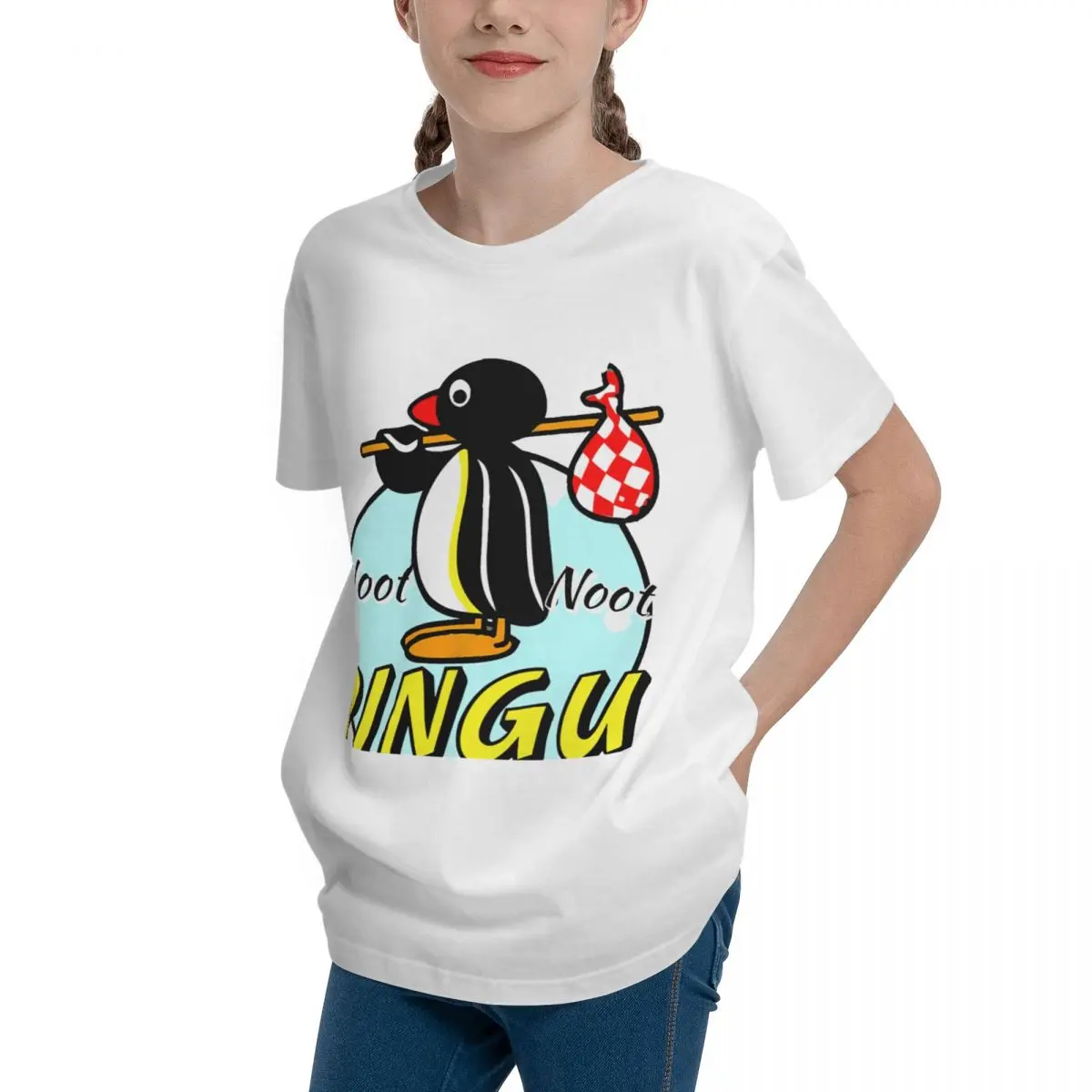 Футболка Noot Pingu для подростков, Классическая Базовая тенниска с коротким рукавом, хипстерская майка, для соревнований по активности, в стиле ретро