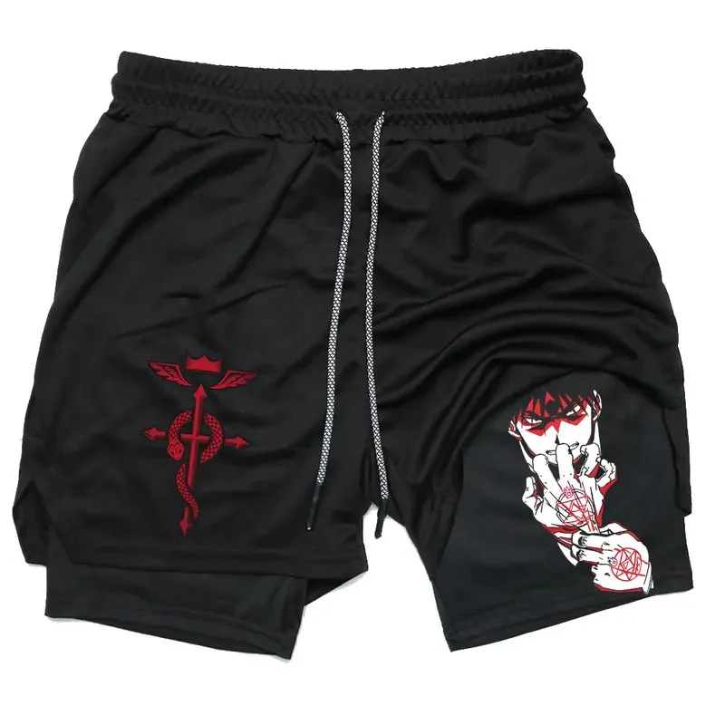 

Men Performance Shorts Anime FULLMETAL ALCHEMIST Gym Shorts Summer Sports Fitness Workout Jogging Running Summer Short Pants