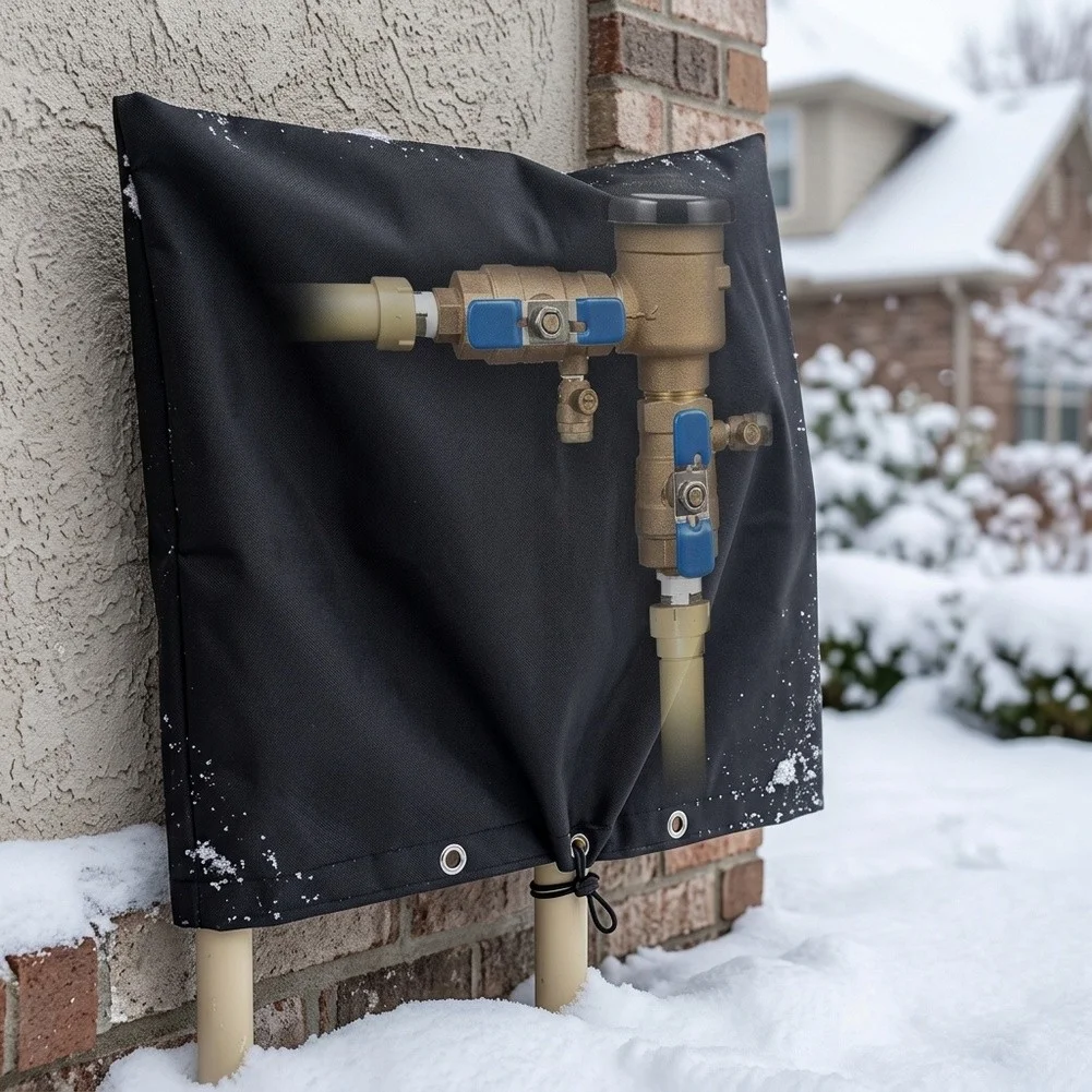 1Pc Khaki Outdoor Faucet Insulation Bag Anti-Freeze Thermal Cover For Water Pipe Pump PVB Assembly Winter Protection