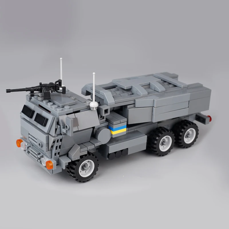 Mliatry Tank US Army Wheeled Launch Vehicle HIMARS Building Blocks M142 High Mobility Artillery Rocket Mini Car Model Brick Toys